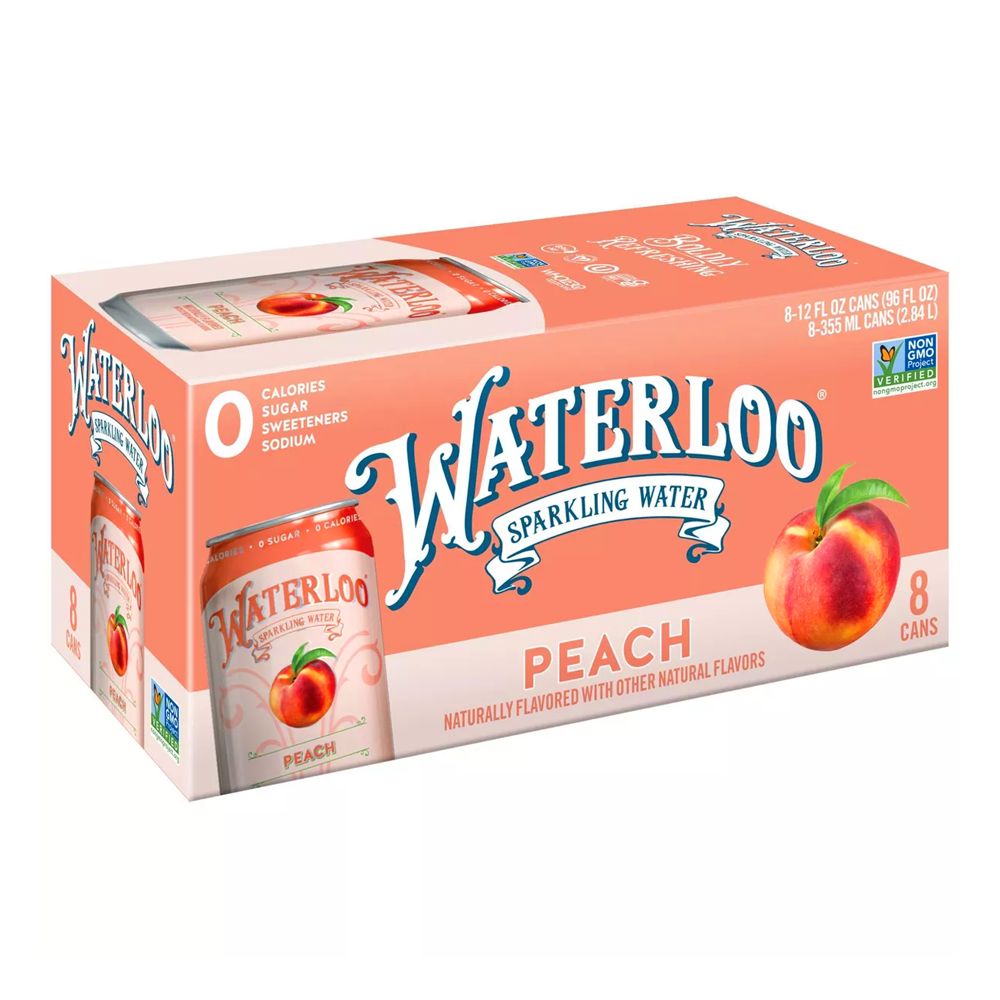 Газированная вода персиковый вкус, 8 шт. – банка – 12 унций (355 мл)